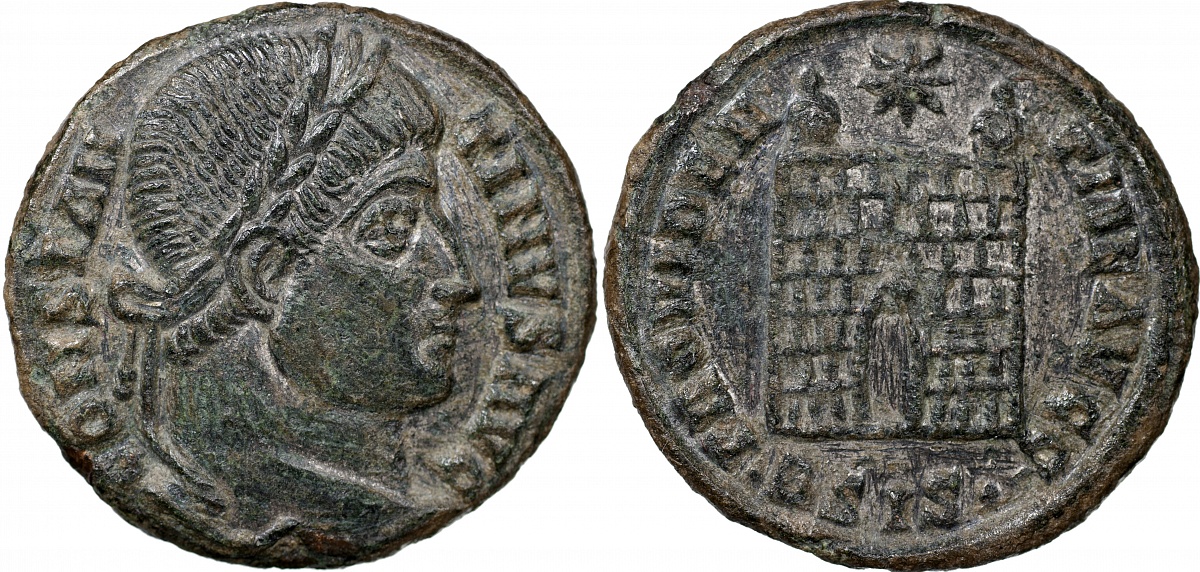 Римская империя. Константин I Великий. Æ 19 мм. aUnc/XF бронза. 307-337 Сисция