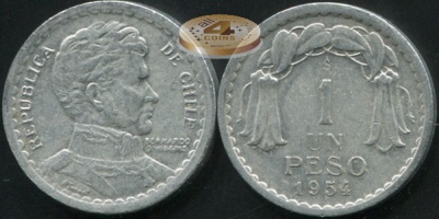 Чили. 1 песо. 1954 (XF)