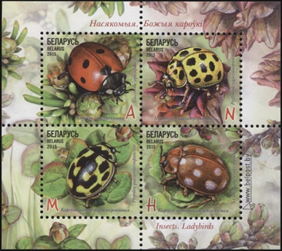 Беларусь. 2015. Насекомые. Божьи коровки (М.Лист. MNH OG)