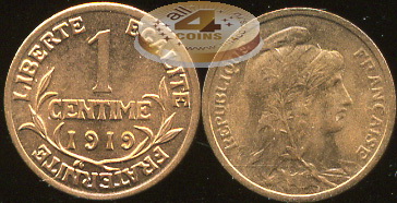 Франция. 1 сантим. 1919 (Unc)