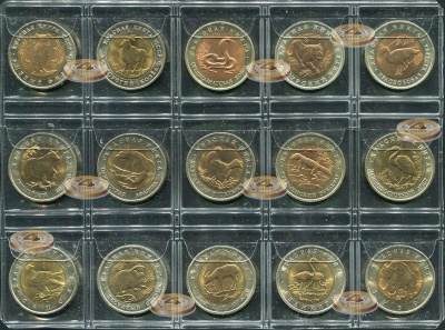 Красная книга. Полный набор 15 монет. 1991-1994 (Unc. Биметалл)