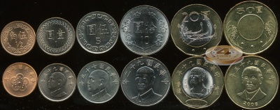 Тайвань. Набор №3 (6 монет. 1 биметалл) 2001-06