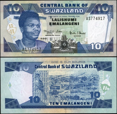 Свазиленд. 10 емалангени (Unc) 2001