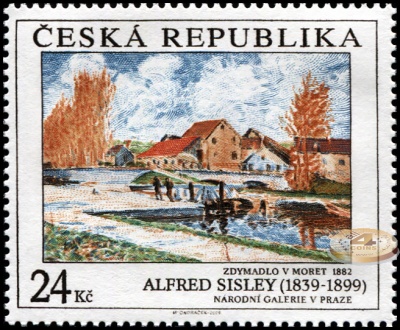 Чехия. 2009. Шлюз в Морет, 1882, Альфред Сислей [1839-1899] (Почтовая марка. MNH OG)