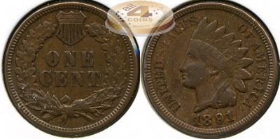 США. 1 цент. 1891 (VF+)
