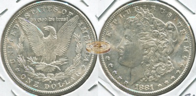 США. 1 доллар. 1881.S (Unc. Серебро)