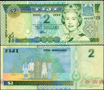 Фиджи. Банкнота 2 доллара. ND(2002). Unc. Бумага. Кат.# P.104a