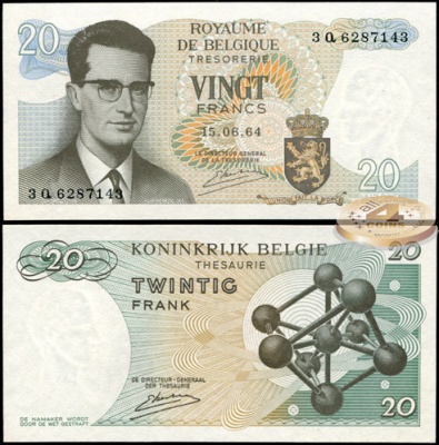 Бельгия. 20 франков (Unc) 1964