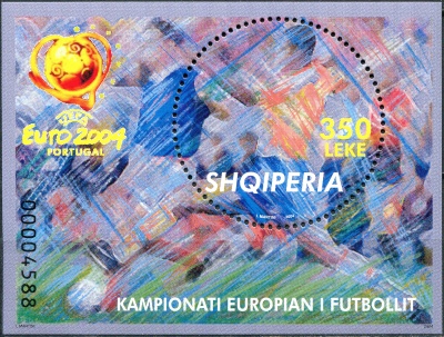 Албания. 2004. Чемпионат Европы по футболу 2004, Португалия (Почтовый блок. MNH OG)