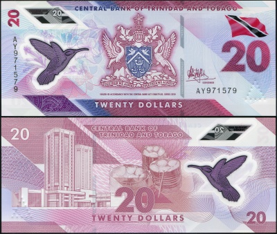 Тринидад и Тобаго. Банкнота 20 долларов. 2020. Unc. Пластик. Кат.# P.NL