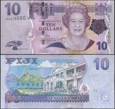 Фиджи. Банкнота 10 долларов. ND(2011). Unc. Бумага. Кат.# P.111b