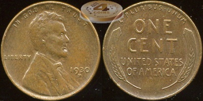 США. 1 цент. 1930.D (aUnc+)