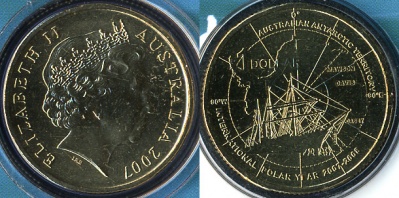 Австралия. 1 доллар. 2007. Антарктика. (Unc)