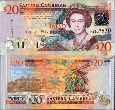 Восточные Карибы (Доминика). 20 долларов (Unc) 2003