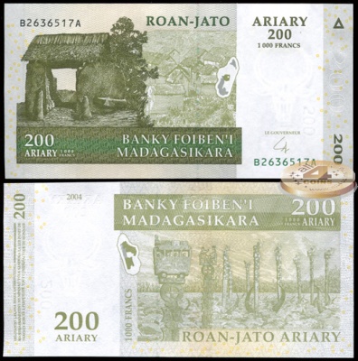 Мадагаскар. Банкнота 200 ариари. 2004(2007). Unc. Бумага. Кат.# P.87b
