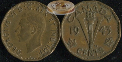 Канада. 5 центов. 1943 (XF)