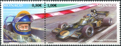 Монако. 2016. Бенгт Рональд „Ронни“ Петерсон (1944-1978), шведский автогонщик (Сцепка. MNH OG)
