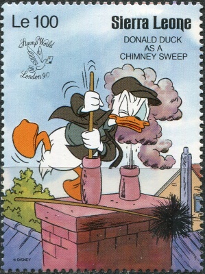 Сьерра-Леоне. 1990. Дональд Дак в роли трубочиста (Почтовая марка. MNH OG)