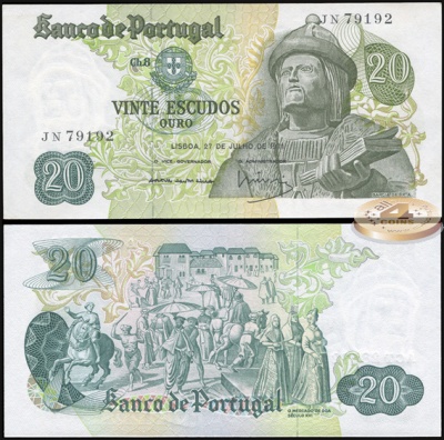 Португалия. 20 эскудо (Unc) 1971