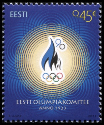 Эстония. 2013. 90 лет Олимпийскому комитету Эстонии (Почтовая марка. MNH OG)