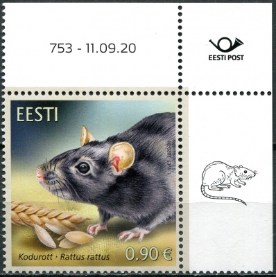 Эстония. 2020. Черная крыса (Rattus rattus) (I) (Почтовая марка. MNH OG)