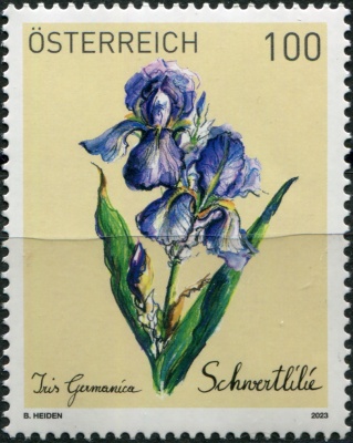 Австрия. 2023. Ирис германский (Iris germanica) (Почтовая марка. MNH OG)