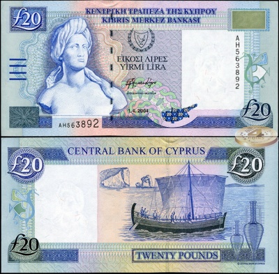 Кипр. 20 фунтов (Unc) 2004