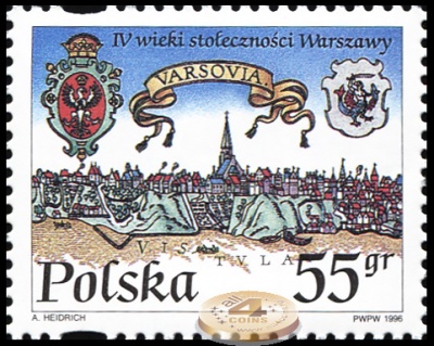 Польша. 1996. 400 лет становлению Варшавы столицей Польши (Почтовая марка. MNH OG)