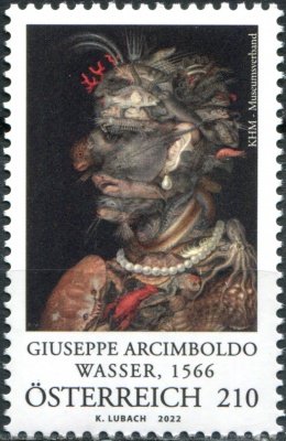 Австрия. 2022. "Вода" (1566), Джузеппе Арчимбольдо (Почтовая марка. MNH OG)