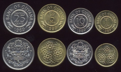 Гайана. Набор №1 (4 монеты) 1988-91