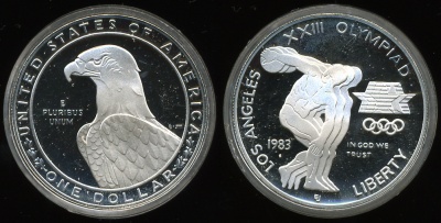 США. 1 доллар. 1983.S (Proof. Серебро)