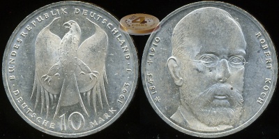 Германия (ФРГ). 10 марок. 1993 (Unc. Серебро)