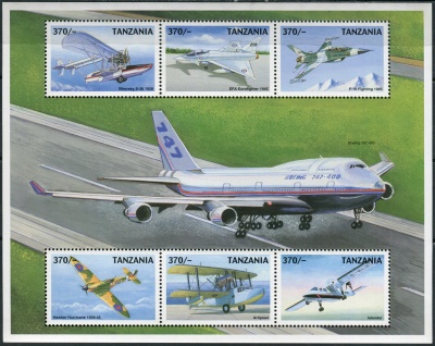 Танзания. 1999. Самолёты (Малый лист. MNH OG)