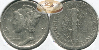 США. 10 центов [Дайм]. 1920 (VF. Серебро)