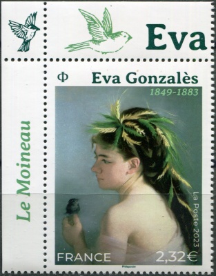Франция. 2023. "Воробей" Евы Гонсалес, 1849-1883 (Почтовая марка. MNH OG)