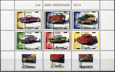 Аруба. 2014. Классические автомобили США (Сцепка. MNH OG)