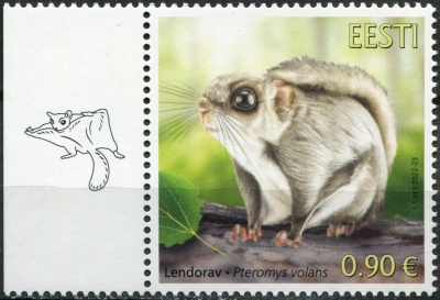 Эстония. 2022. Обыкновенная белка-летяга (Pteromys volans) (I) (Почтовая марка. MNH OG)
