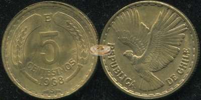 Чили. 5 центезимо. 1968 (Unc)
