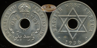 Британская Западная Африка. 1 пенни. 1936 (Unc)