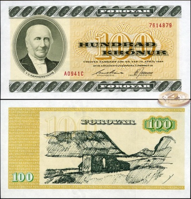 Фарерские о-ва. Банкнота 100 крон. (19)94. Unc. Бумага. Кат.# P.21f