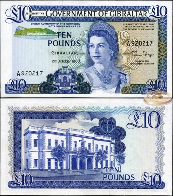 Гибралтар. 10 фунтов (Unc) 1986
