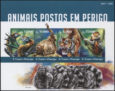 Сан-Томе и Принсипи. 2015. Исчезающие животные (М.Лист. MNH OG)