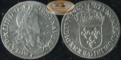 Франция. 1/12 экю (10 солей). 1660.D (VF. Серебро)