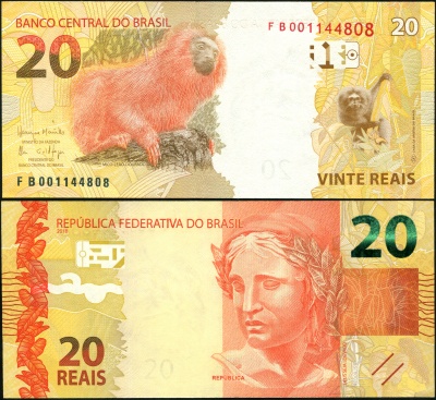 Бразилия. Банкнота 20 реалов. 2010(2016). Unc. Бумага. Кат# P.255c