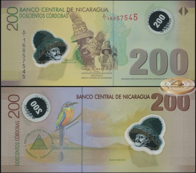 Никарагуа. 200 кордоб (Unc. Пластик) 2012
