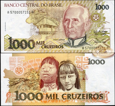 Бразилия. 1000 крузейро (Unc. P.231a) 1990