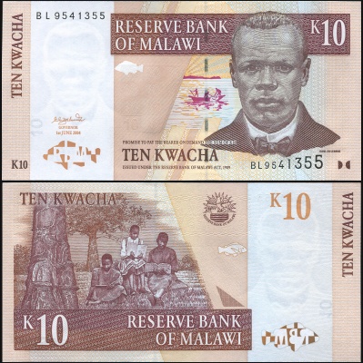 Малави. Банкнота 10 квач. 01.06.2004. Unc. Бумага. Кат.# P.51a