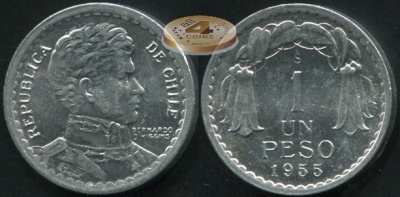 Чили. 1 песо. 1955 (Unc)