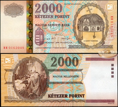 Венгрия. 2000 форинтов (Unc. В фолдере) 2000