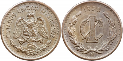 Мексика. Монета 1 сентаво. 1923.M° (KM#415. Unc)